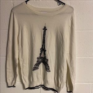 ELLE Brand White Eiffel Tower sweater in vgc  LG